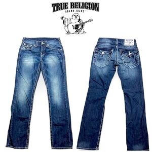 True Religion Y2K low rise World Tour jeans Straight with flaps, sz 29